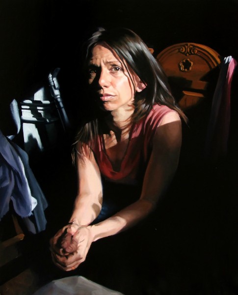 portrait of a woman sitting in oils